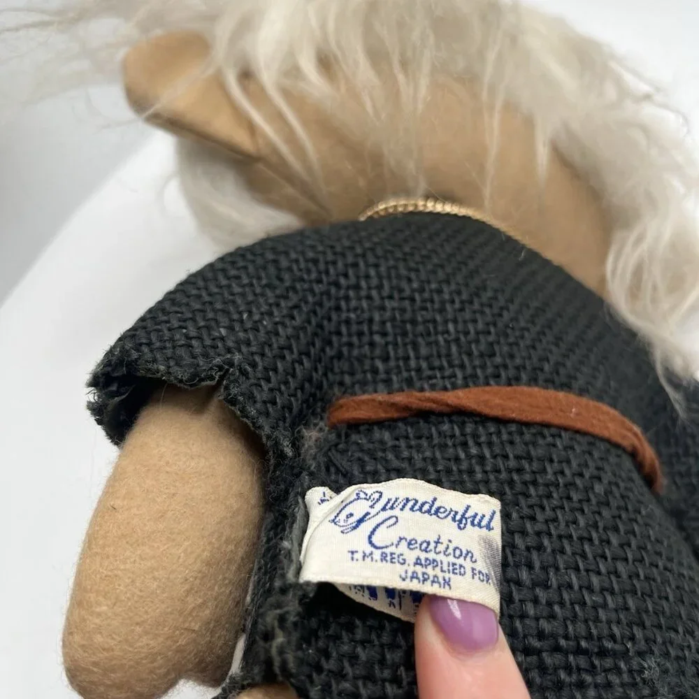 Vintage 60s Gunderful Creation Wizard Dwarf Plush Weighed Doll Japan 9” Gund